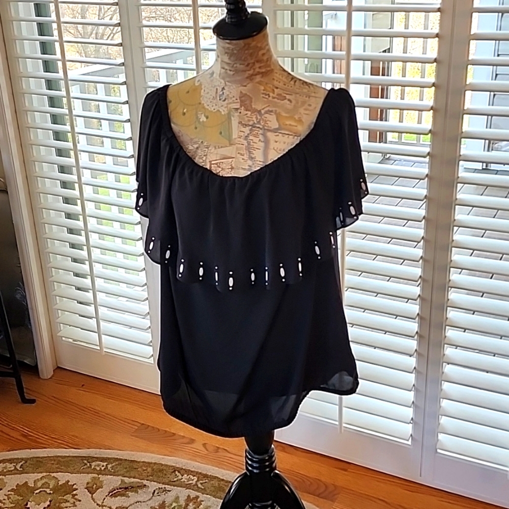 Michael Kors Beaded Black Shirt - Size 2X